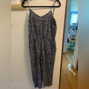 Loft navy and white jumpsuit